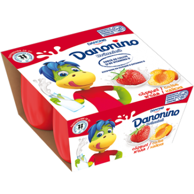 Данонино творожок клубника-абрикос, 4X50г