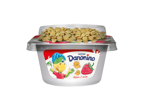 Данонино творожок клубничный со сливочным печеньем, 122г