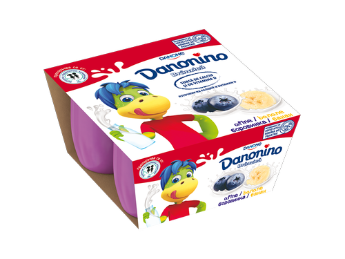 Данонино творожок банан-голубика, 4X50г